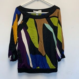 Diane Von Furstenberg color block silk shirt